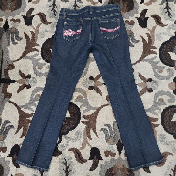 Pinkdice Dark Wash Denim Bootcut Jeans 90s Streetwear Bedazzled Pockets Sz 11 - Picture 1 of 9
